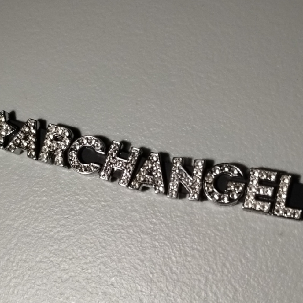 ARCHANGEL Clear Crystal Silver-Tone Logo Bracelet - Picture 2 of 9